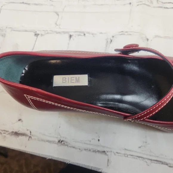 Crimson Kitten Heels w/ Button Strap